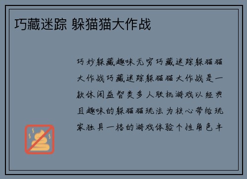 巧藏迷踪 躲猫猫大作战